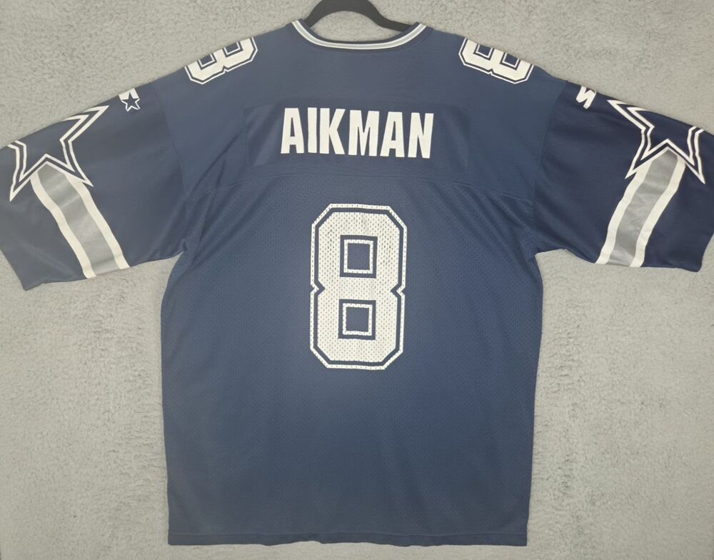 Vintage 90s Starter Jersey Troy Aikman #8 Dallas Cowboys Mens XL 50 Blue NFL Rea